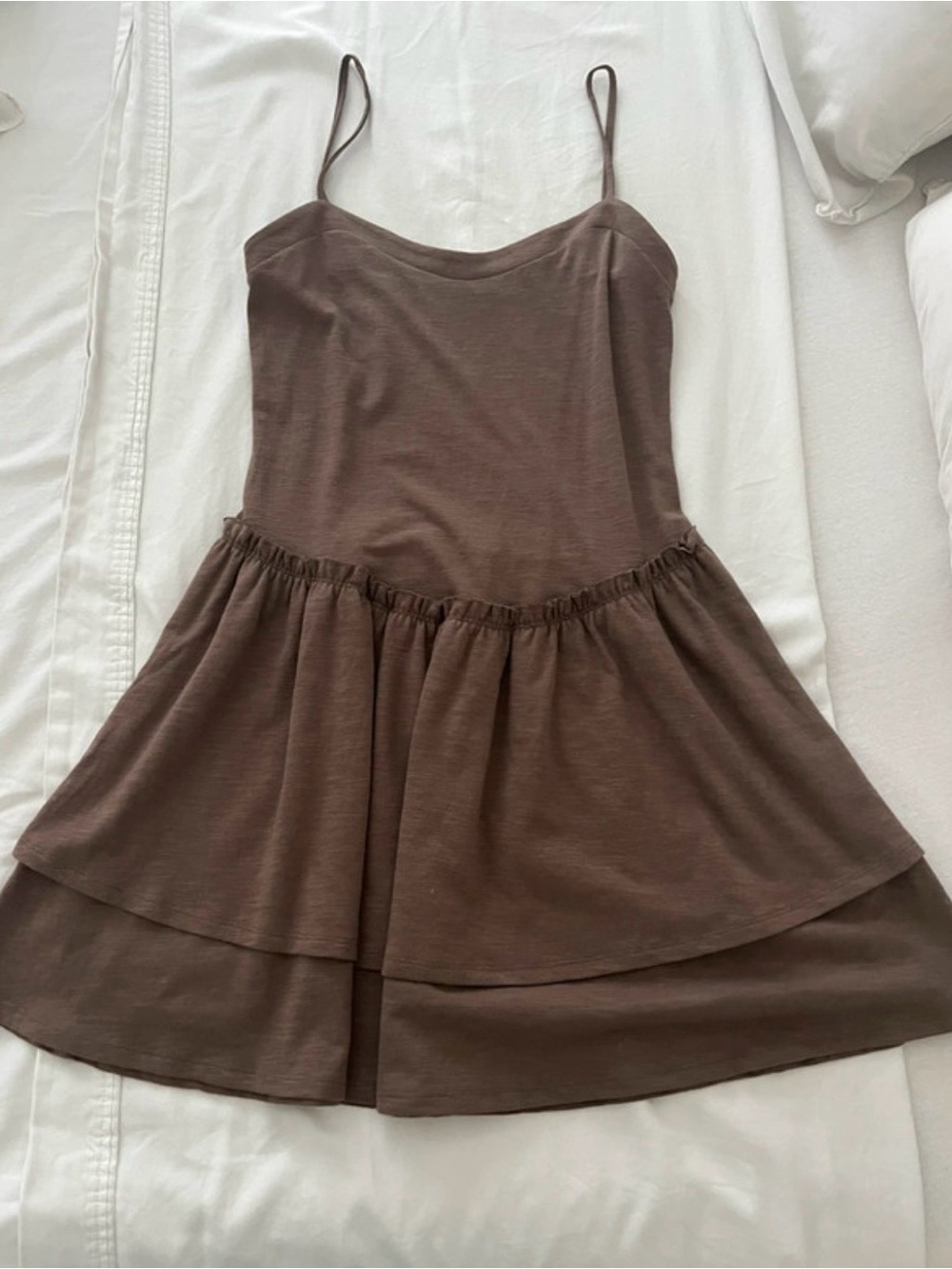SO Brown Tiered Spaghetti-Strap Casual Dress